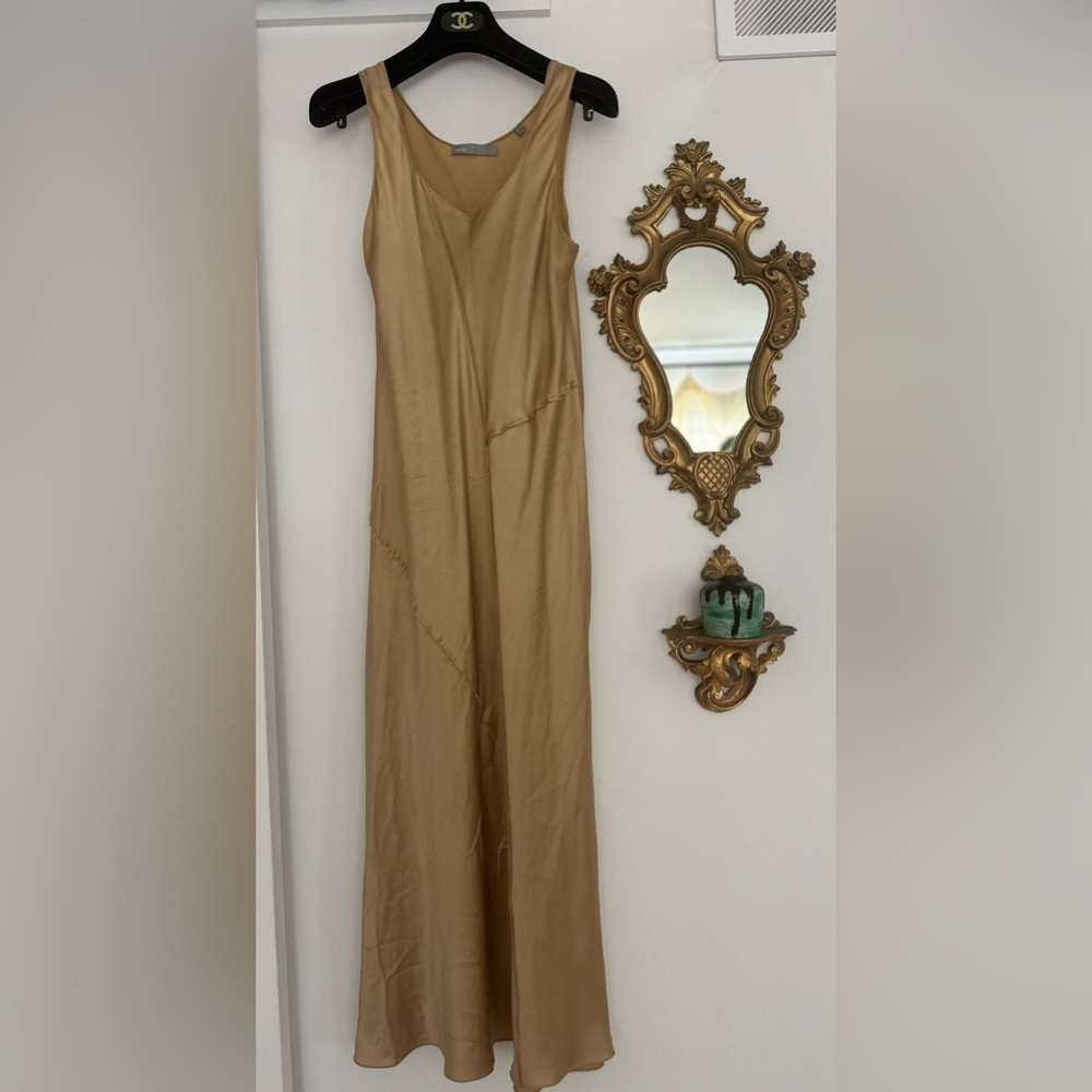 Vince silk gold tank dress